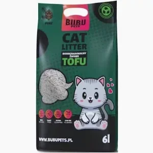 Bubu Pets Biológiailag lebomló Tofu-s macskaalom 2,5 kg / 6 L Fenyő