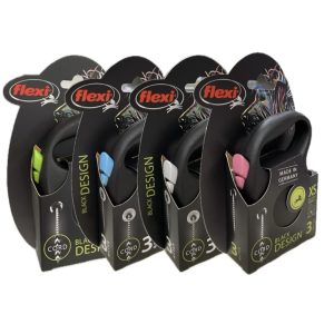 Flexi Black Design automata kötélpóráz XS;3 méter, 8kg-ig.