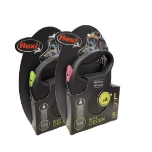 Flexi Black Design szalagos automata póráz L; 5 méter, 50kg-ig