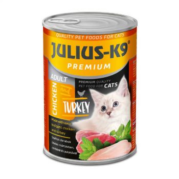 JULIUS-K9 macska nedveseledel Csirkével és Pulykával felnőtt macskák részére 415g