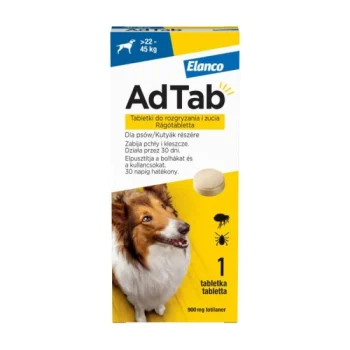 AdTab 900mg rágótabletta kutyák részére bolha- és kullancsfertőzöttség kezelésére (>22-45 kg)